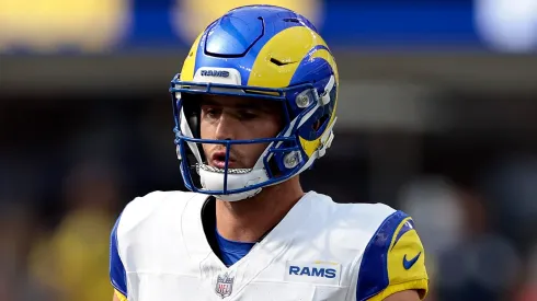 Stetson Bennett IV #13 of the Los Angeles Rams runs the ball against the Dallas Cowboys in the first half of a NFL Preseason 2025 at SoFi Stadium on August 09, 2025 in Inglewood, California.