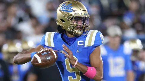 Nico Iamaleava #9 of the UCLA Bruins passes the ball.