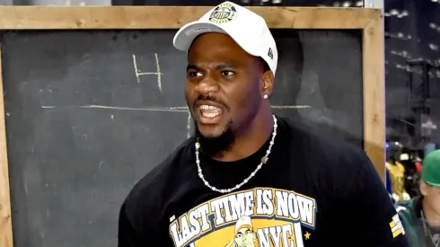 Micah Parsons speaks onstage during Fanatics Fest.