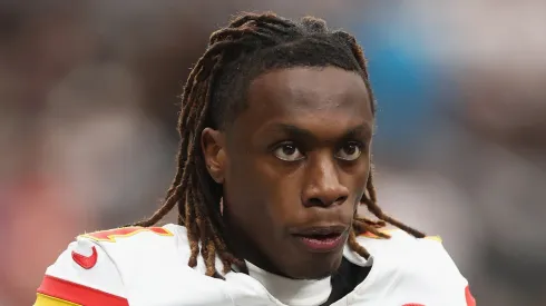 Xavier Worthy on the field during game vs the Raiders on October 27, 2024 in Las Vegas, Nevada.