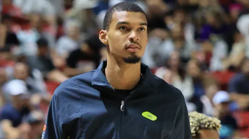 Victor Wembanyama of the San Antonio Spurs attends a 2025 NBA Summer League.