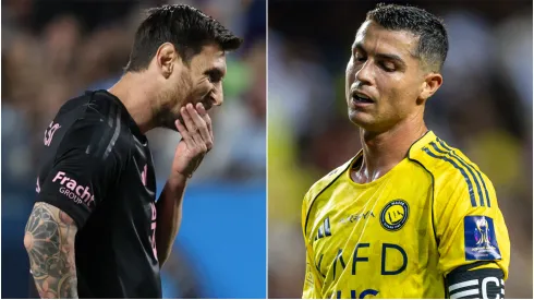 Lionel Messi #10 of Inter Miami CF and Cristiano Ronaldo of Al-Nassr.