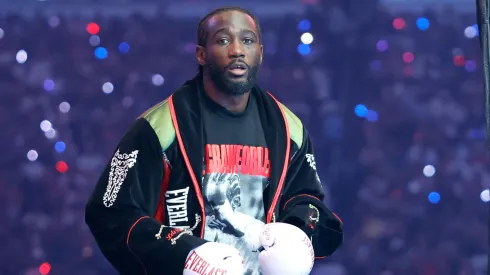 Terence Crawford makes his ring walk prior to an undisputed super middleweight title fight against Canelo Alvarez