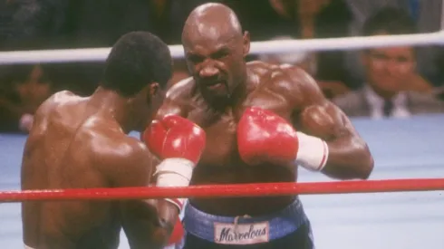 General view of a bout between Marvin Hagler and Sugar Ray Leonard at Caesar's Palace in 1987.