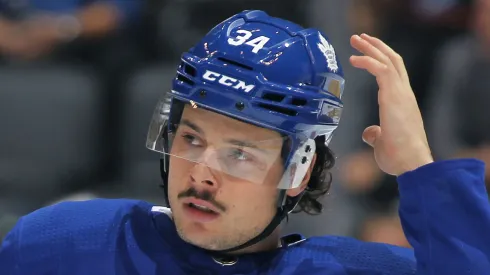 Auston Matthews at Scotiabank Arena on October 25, 2019 in Toronto, Ontario, Canada.