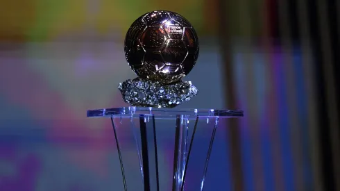 The Ballon d'Or Trophy presented during the The Ballon d'Or ceremony in 2021.