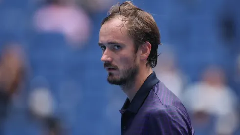 Daniil Medvedev reacts against Cameron Norrie during China Open.