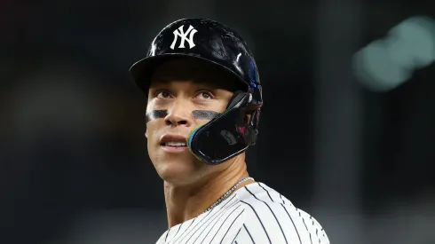 Aaron Judge looks on during a game vs the Orioles on September 26, 2025 in New York City.