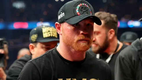 Canelo Alvarez exits the ring after losing to Terence Crawford.