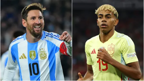 Lionel Messi of Argentina and Lamine Yamal of Spain.