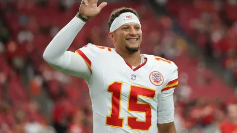 Quarterback Patrick Mahomes #15 of the Kansas City Chiefs in 2025.