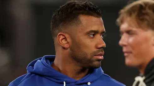 Russell Wilson at MetLife Stadium on October 09, 2025 in East Rutherford, New Jersey.