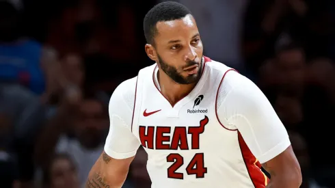 Norman Powell reacts during an NBA game.