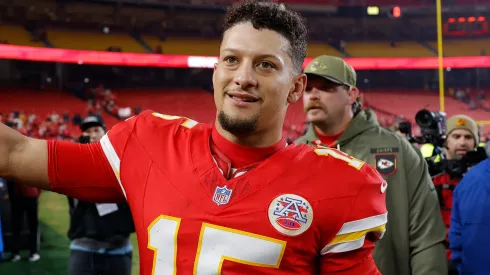 Patrick Mahomes #15 of the Kansas City Chiefs celebrates.