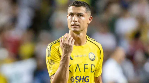 Cristiano Ronaldo of Al-Nassr reacts after Al-Nassr is defected by Al-Ahli.
