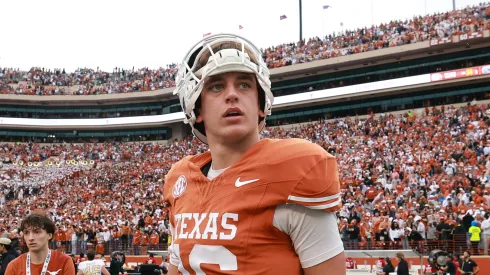 Arch Manning at Darrell K Royal-Texas Memorial Stadium on November 01, 2025 in Austin, Texas.