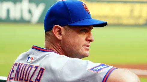 Carlos Mendoza #64 of the New York Mets looks on.