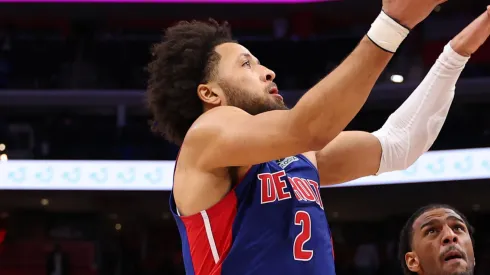 Cade Cunningham #2 of the Detroit Pistons takes a shot.