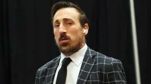 Brad Marchand of the Florida Panthers arrives at Amerant Bank Arena.