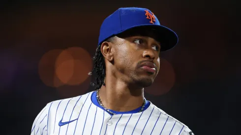 Francisco Lindor looks on during the game vs the Diamondbacks on April 29, 2025 in New York City.