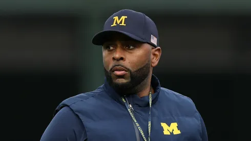 Sherrone Moore at Wrigley Field on November 15, 2025 in Chicago, Illinois.