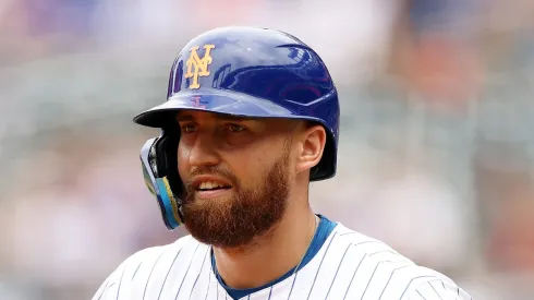 Brandon Nimmo in action during a doubleheader vs the Brewers July 02, 2025, New York City.