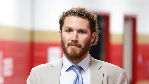 Matthew Tkachuk at Amerant Bank Arena on June 12, 2025 in Sunrise, Florida.