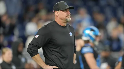 Head coach Dan Campbell of the Detroit Lions looks on.