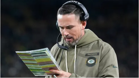 Head coach Matt LaFleur of the Green Bay Packers looks on.