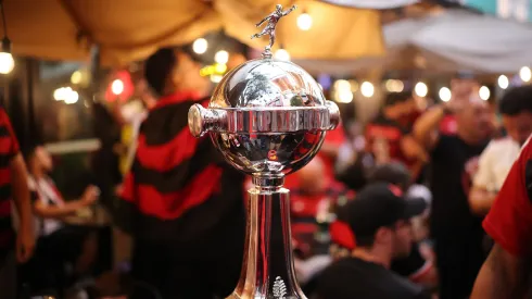 A replica of the Copa Libertadores trophy is seen ahead the final of the 2025 Copa Conmebol Libertadores.