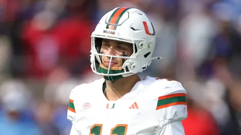 Carson Beck #11 of the Miami Hurricanes