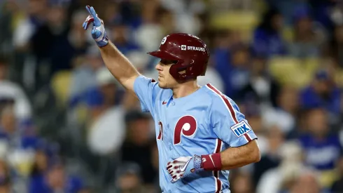 J.T. Realmuto #10 of the Philadelphia Phillies reacts.