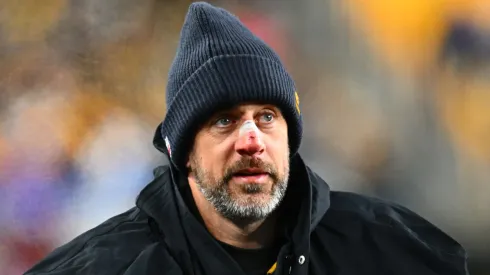 Aaron Rodgers at Acrisure Stadium on November 30, 2025 in Pittsburgh, Pennsylvania.
