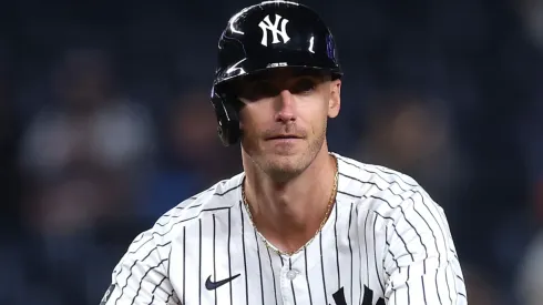 Cody Bellinger #35 of the New York Yankees reacts during the game.