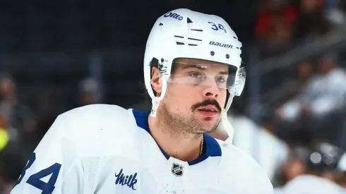 Auston Matthews warming up before a game.