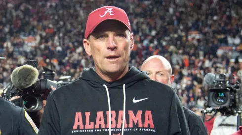 Kalen Deboer at Jordan-Hare Stadium on November 29, 2025 in Auburn, Alabama.