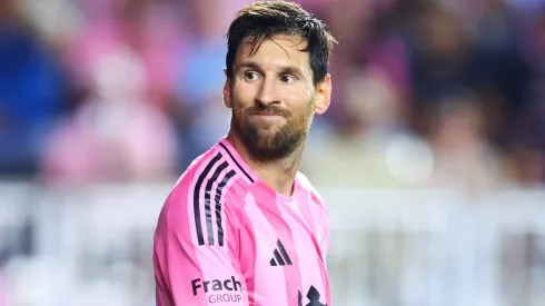 Lionel Messi of Inter Miami reacts during an MLS match.