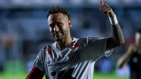 Neymar reacts after a Santos' win.