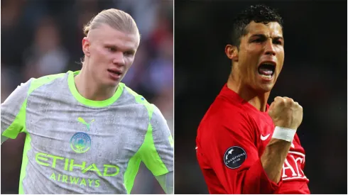 Haaland of Manchester City and Cristiano Ronaldo during a Manchester United game.