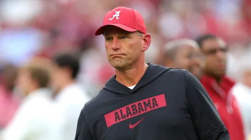 Kalen DeBoer of the Alabama Crimson Tide before the game vs Gerogia on September 28, 2024 in Tuscaloosa.