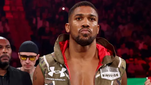 Anthony Joshua enters the ring before the heavyweight bout.