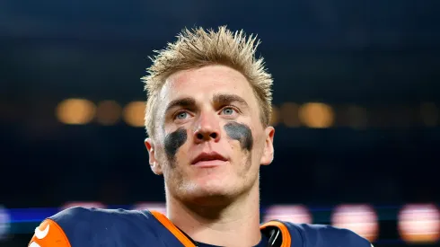 Bo Nix looks on after the game vs the Bengals in Denver, Colorado.