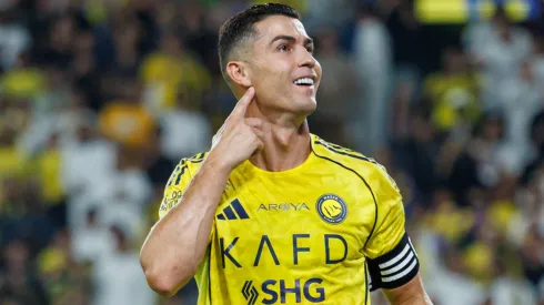 Cristiano Ronaldo of Team Al-Nassr FC celebrates after scoring a goal.