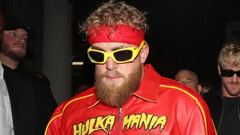 Jake Paul prepares before walking to the ring.
