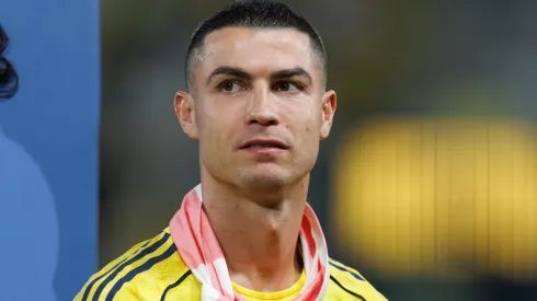 Cristiano Ronaldo of Team Al-Nassr FC during lineup prior to the Saudi Pro League match.