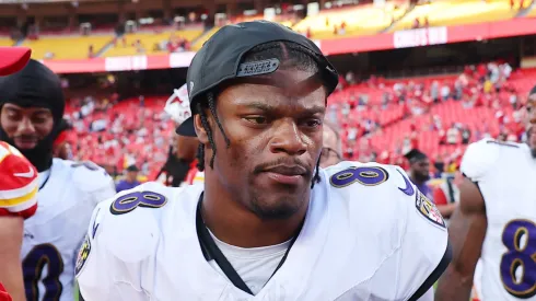 Lamar Jackson at Arrowhead Stadium in Kansas City, Missouri.