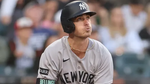 Cody Bellinger (#35) of the New York Yankees connects for a two‑run home run.