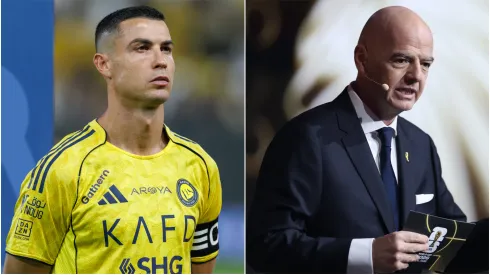 Cristiano Ronaldo of Al Nassr and FIFA president Gianni Infantino.