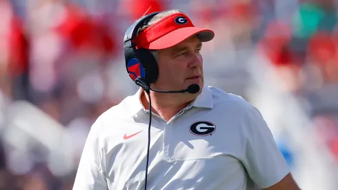 Kirby Smart at Sanford Stadium in Athens, Georgia.