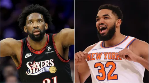 Joel Embiid of the Philadelphia 76ers and Karl-Anthony Towns of the New York Knicks.
